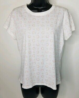 Womens Vintage 90's Guess Short Sleeve Pink G Logo Shirt Top Baby Tee Tshirt  XL